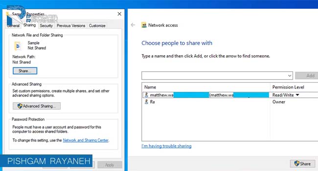 اشتراک گذاری پوشه در فایل شیرینگ